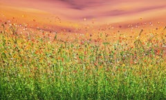 Popping Sunrise Meadows #2, Abstract Floral Painting, Original Landscape Art