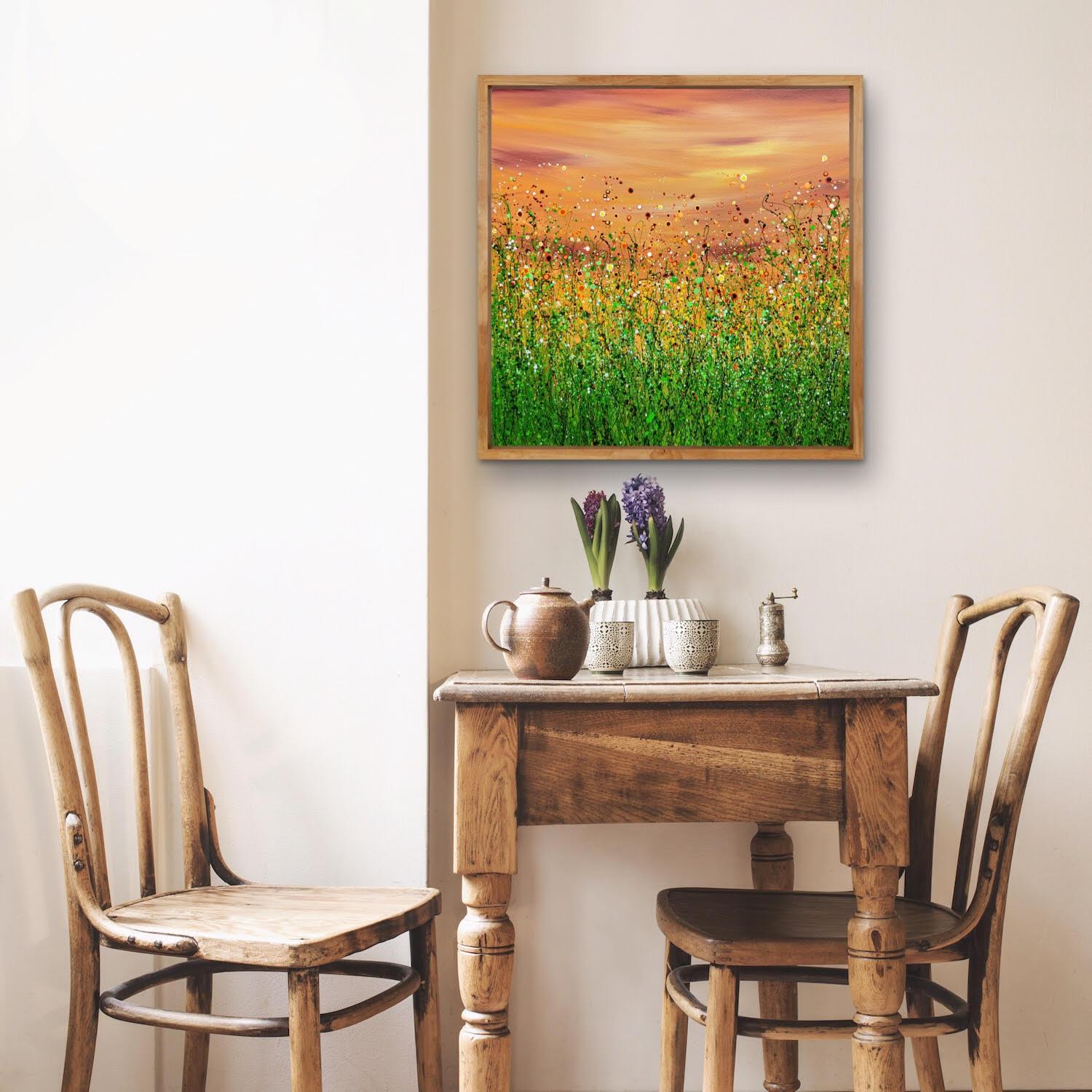 Popping Sunrise Meadows by Lucy Moore, Floral Meadow painting, Original painting For Sale 6