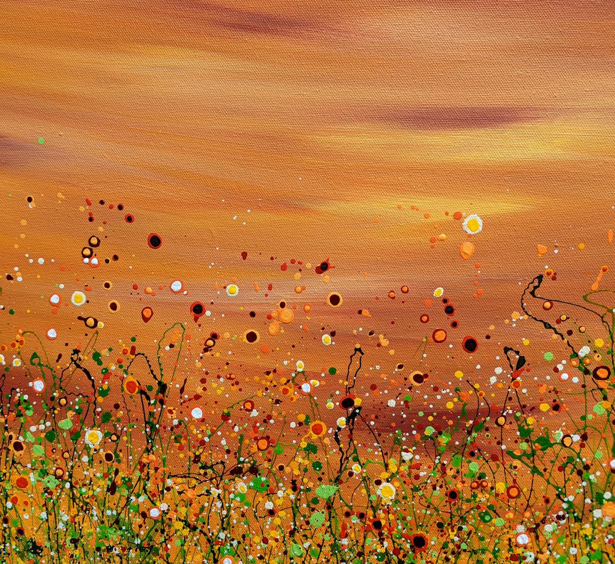 Popping Sunrise Meadows by Lucy Moore, Floral Meadow painting, Original painting For Sale 1