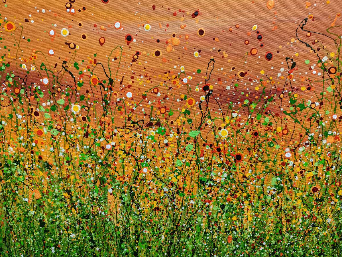 Popping Sunrise Meadows by Lucy Moore, Floral Meadow painting, Original painting For Sale 2