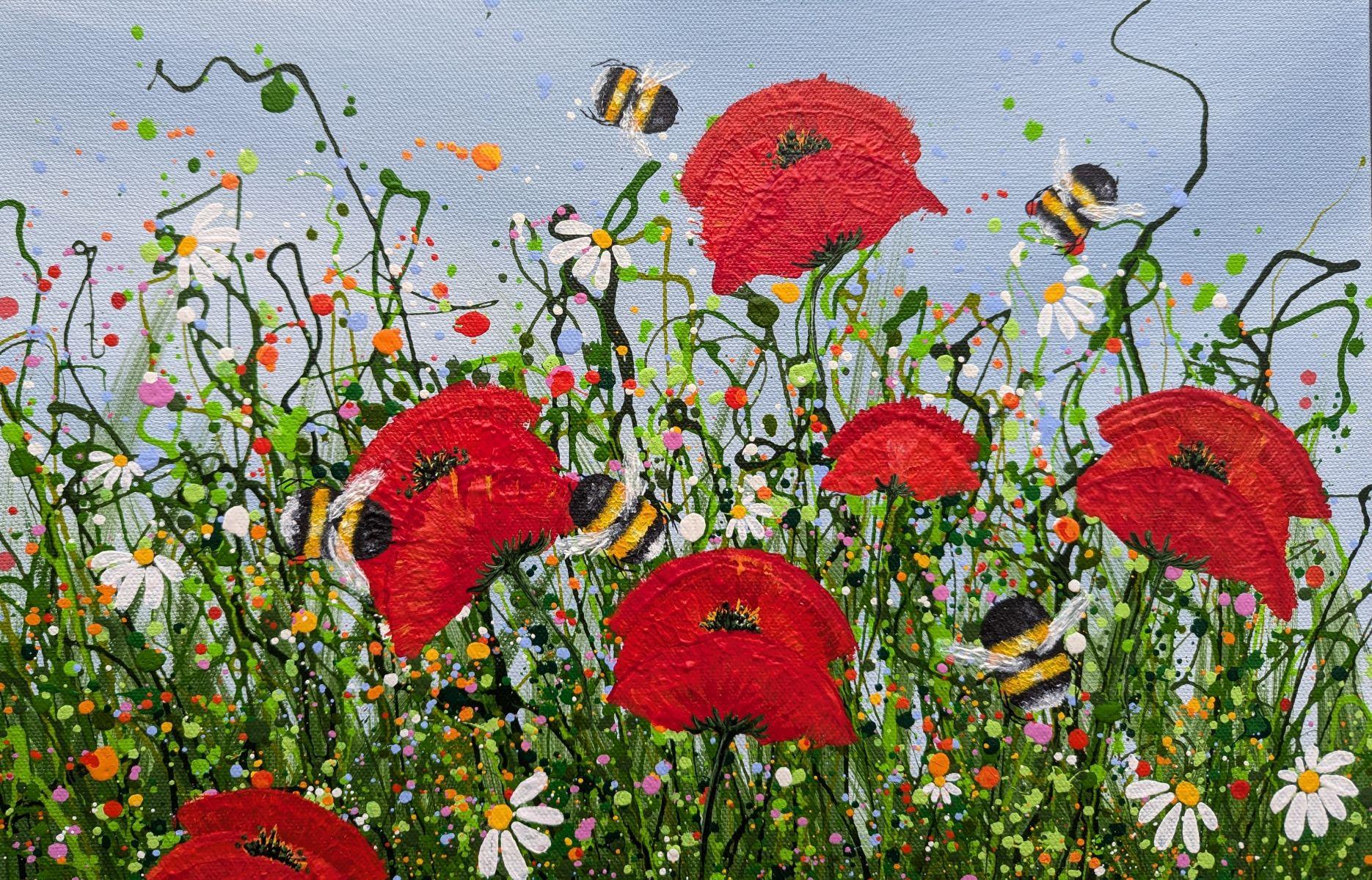 Poppy Meadow Delight #2, quadro originale, paesaggio, contemporaneo in vendita 1