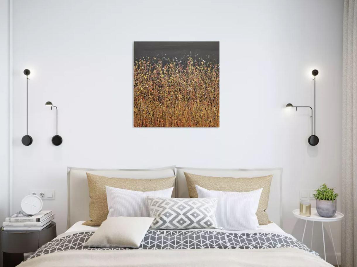 Rose Gold Radiance, Originalgemälde, Landschaft, zeitgenössisch (Zeitgenössisch), Painting, von Lucy Moore