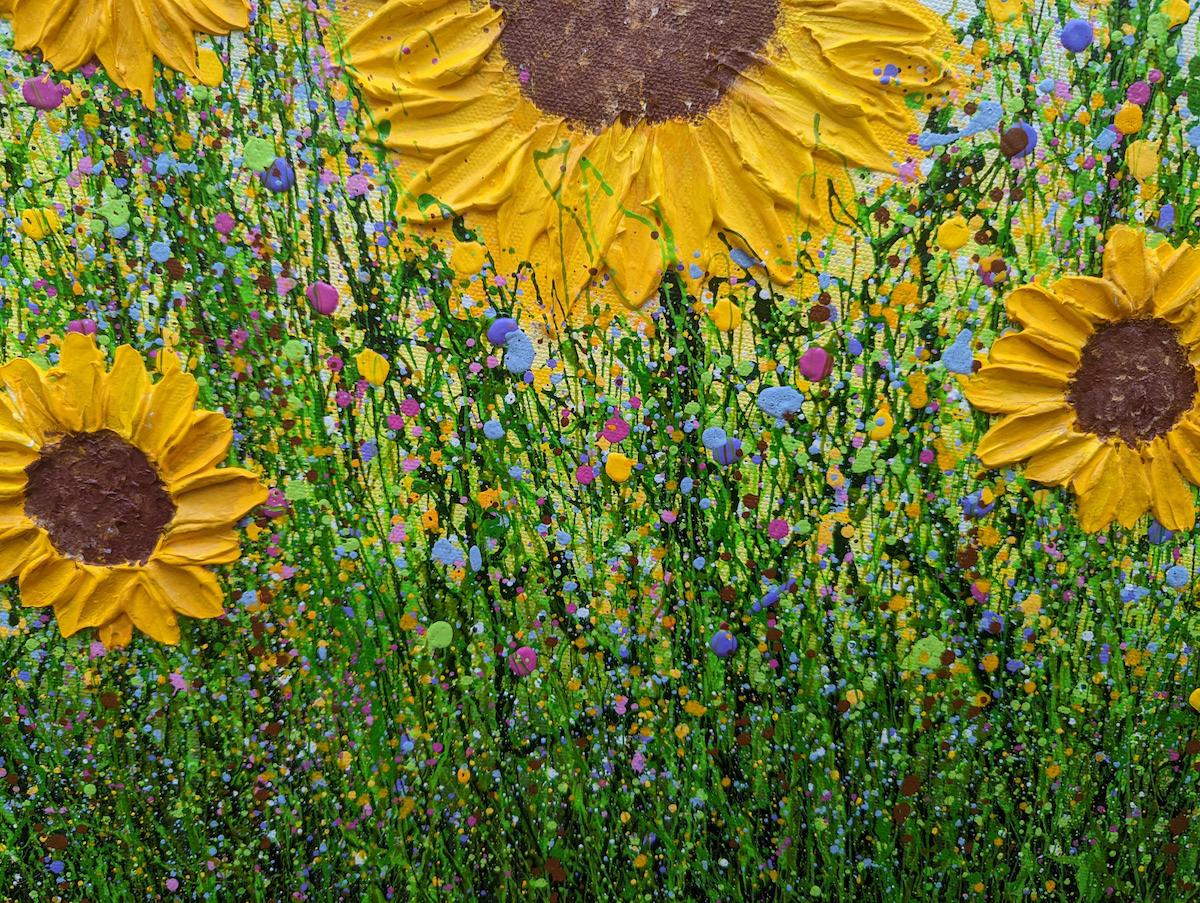 „ Say it with Sunflowers“ von Lucy Moore, zeitgenössische Landschaftskunst, Originalkunst im Angebot 5