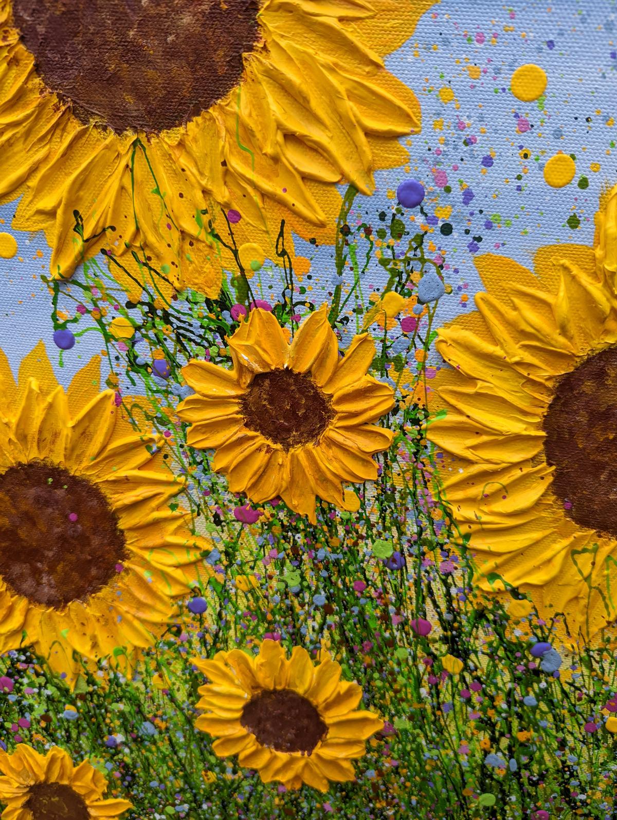 „ Say it with Sunflowers“ von Lucy Moore, zeitgenössische Landschaftskunst, Originalkunst im Angebot 6