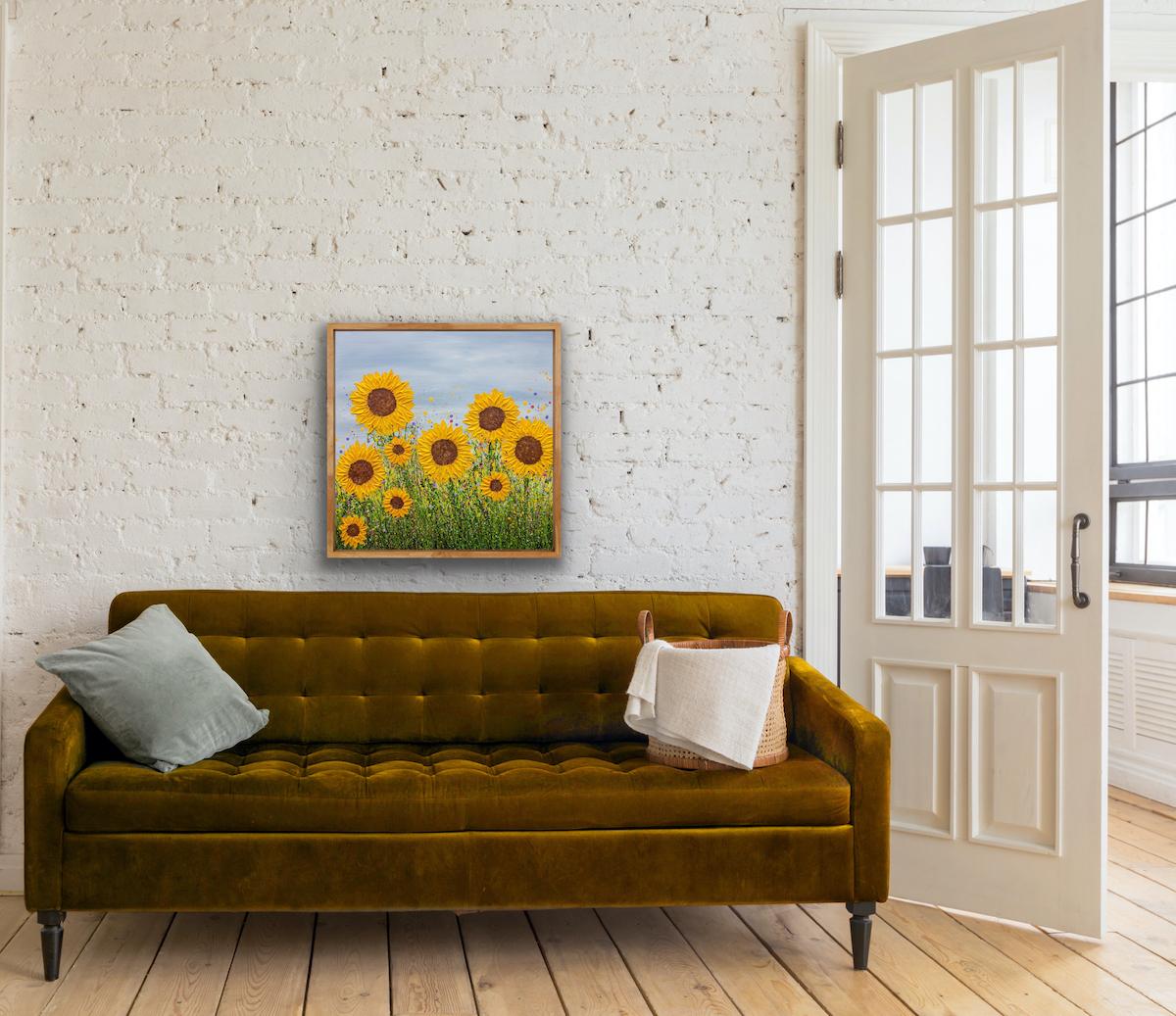„ Say it with Sunflowers“ von Lucy Moore, zeitgenössische Landschaftskunst, Originalkunst im Angebot 7