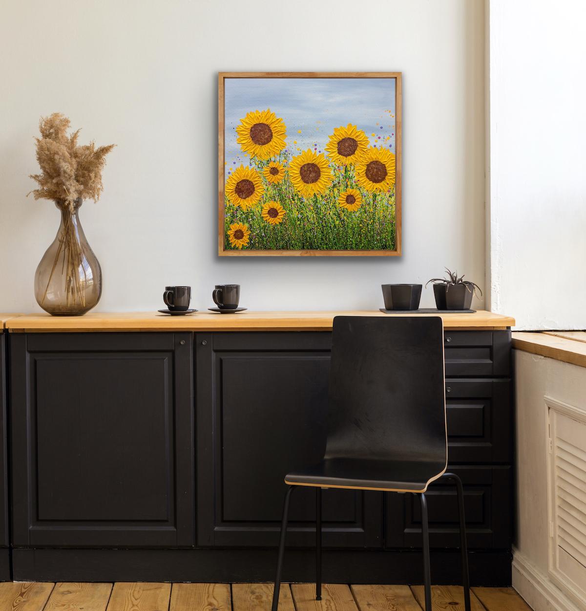 „ Say it with Sunflowers“ von Lucy Moore, zeitgenössische Landschaftskunst, Originalkunst im Angebot 8
