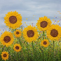 Say it with Sunflowers de Lucy Moore, peinture de paysage contemporaine, art original