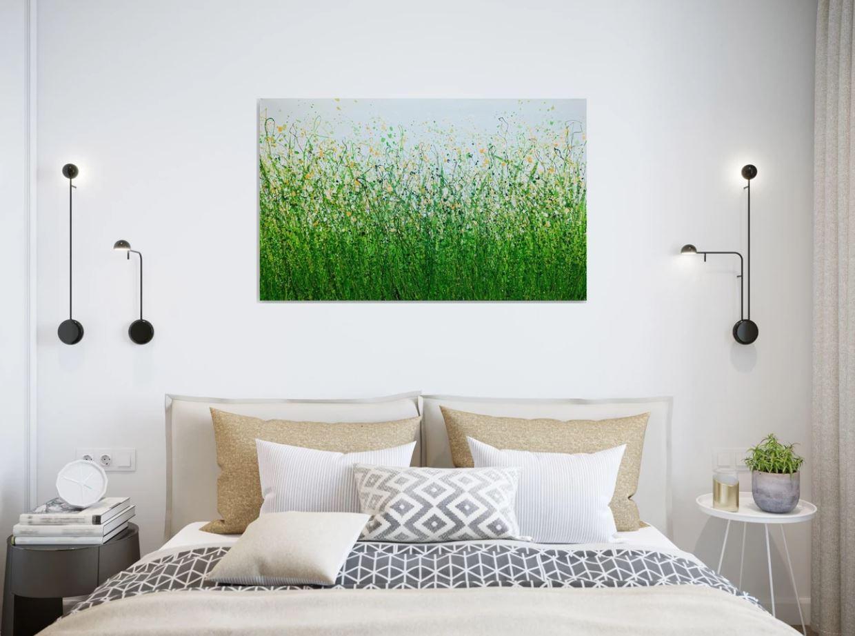 Serene Greene #3 Ho utilizzato una palette prevalentemente verde con solo una spruzzata di giallo per dare calore, Serene Greene si ispira all'osservazione dei cambiamenti nei prati dove vivo. Quando l'inverno comincia a scongelarsi e la terra