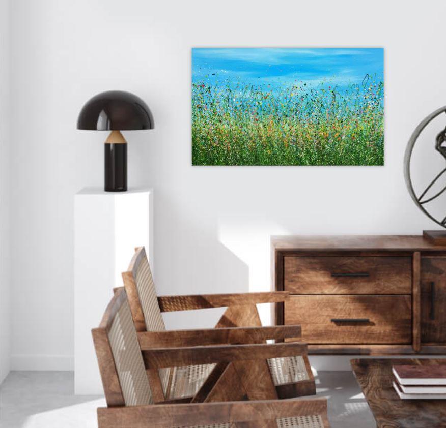 Step in die Vertrautheit (Blau), Abstract Painting, von Lucy Moore