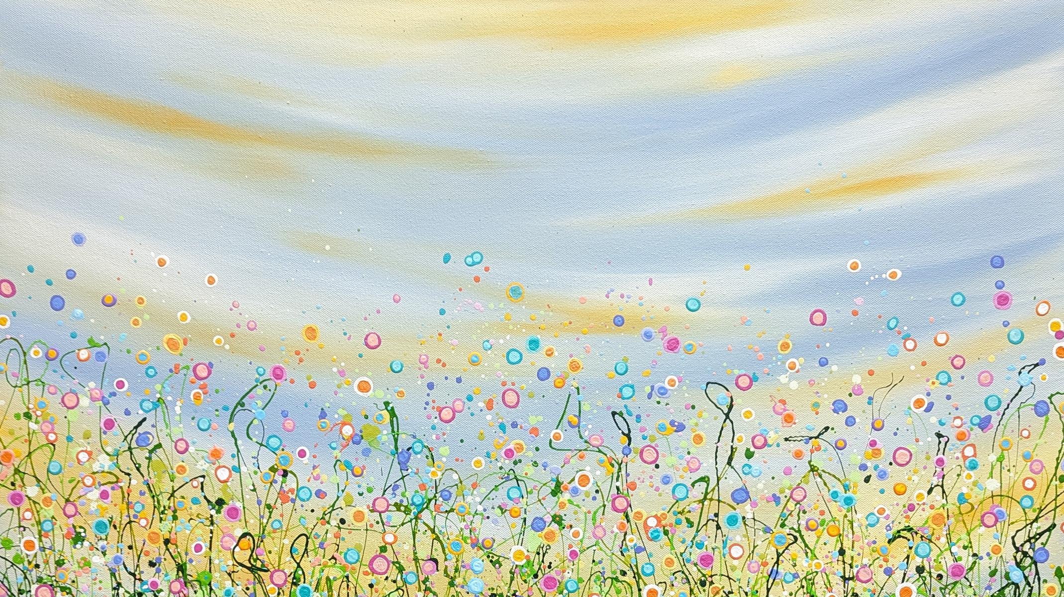 Summer Sprinkles - An Original semi-abstract painting by Lucy Moore. Using her signature string grass technique and a colourful palette Lucy has created a semi-abstract twist to her classic meadow paintings, This piece would brighten any home or