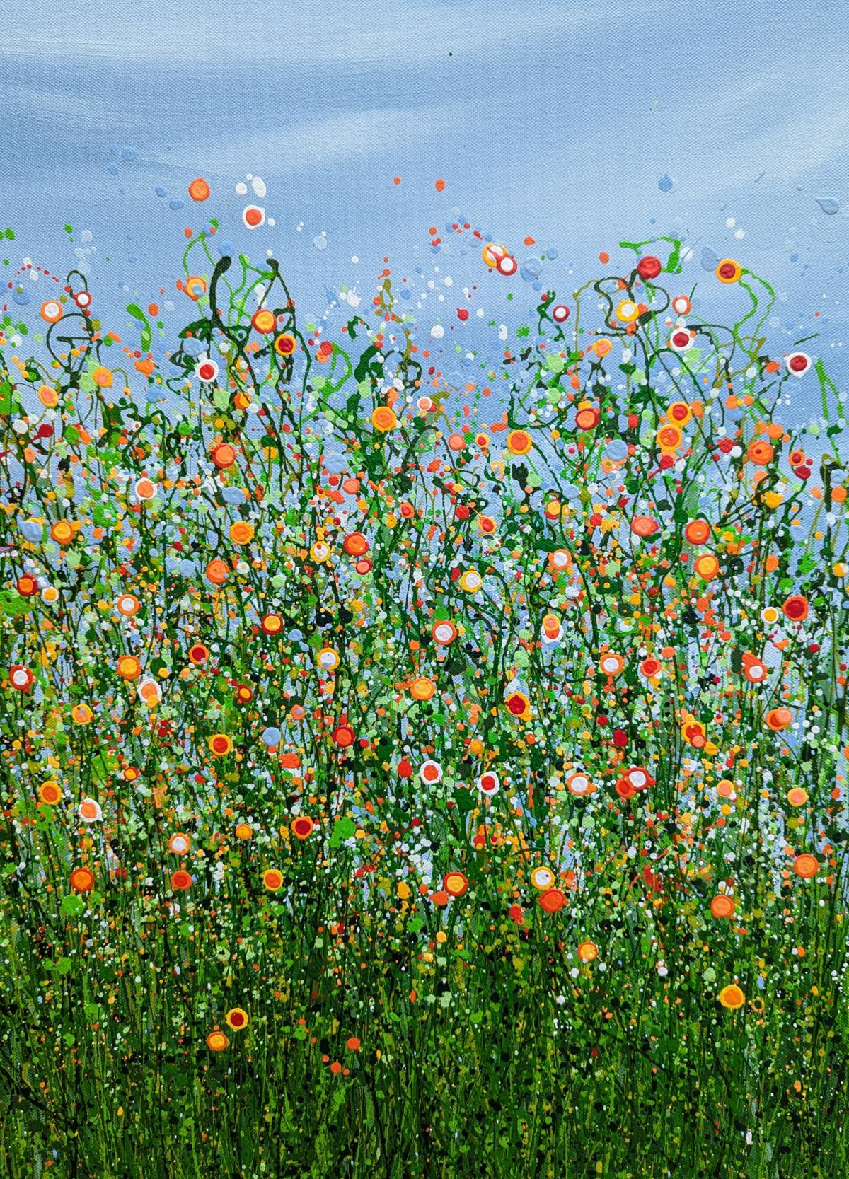 Abbraccio caldo dell'estate, quadro originale, paesaggio, contemporaneo - Painting Contemporaneo di Lucy Moore
