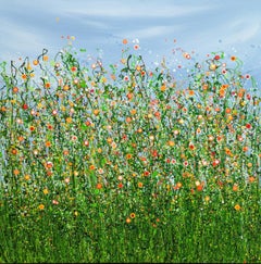 Abbraccio caldo dell'estate, quadro originale, paesaggio, contemporaneo