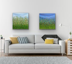 Summers Warm Embrace & Twilight Symphony, diptych, original painting, landscape