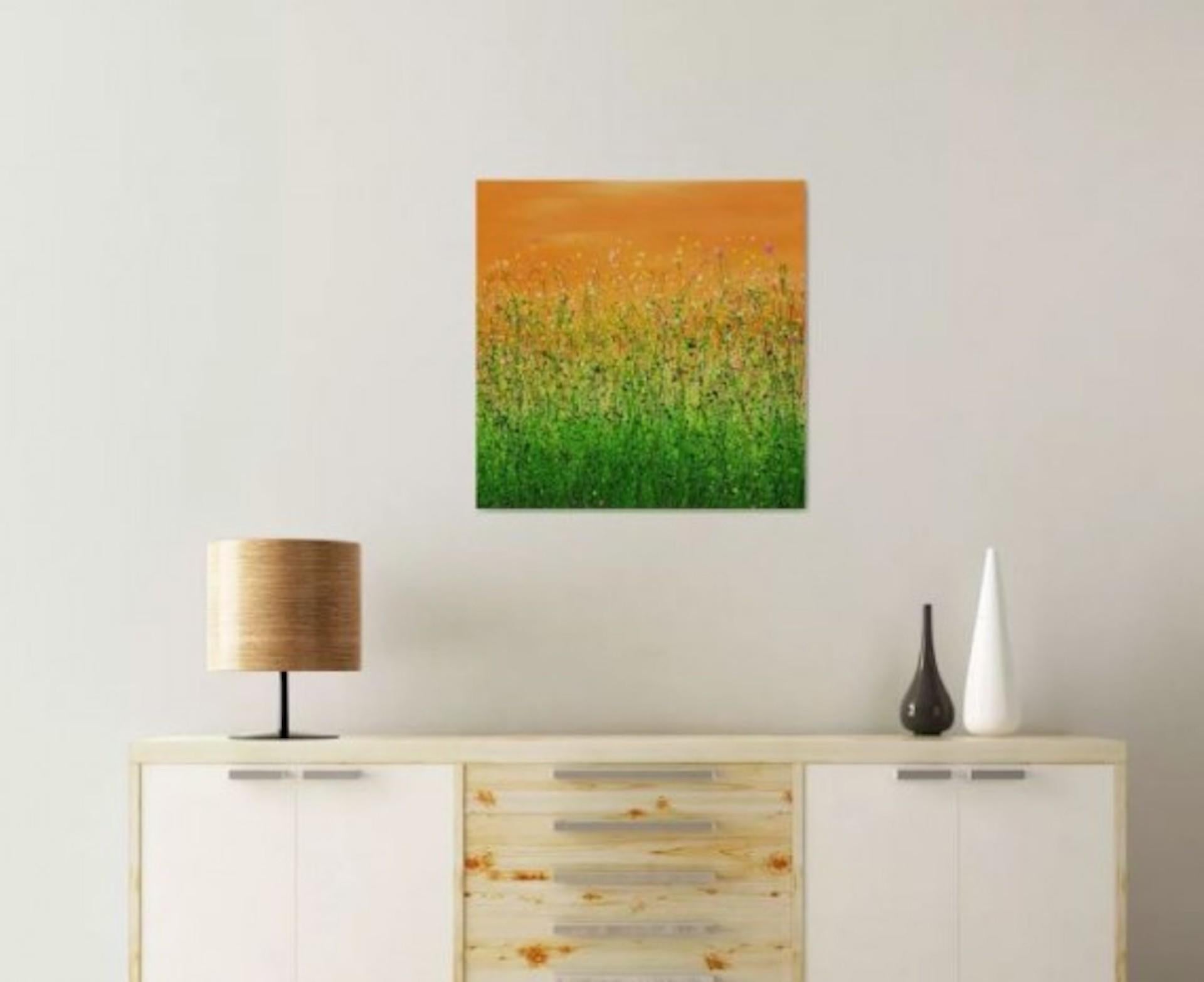 Tangerine Dream 3, Lucy Moore, Original Floral Landscape Painting, Affordable For Sale 4