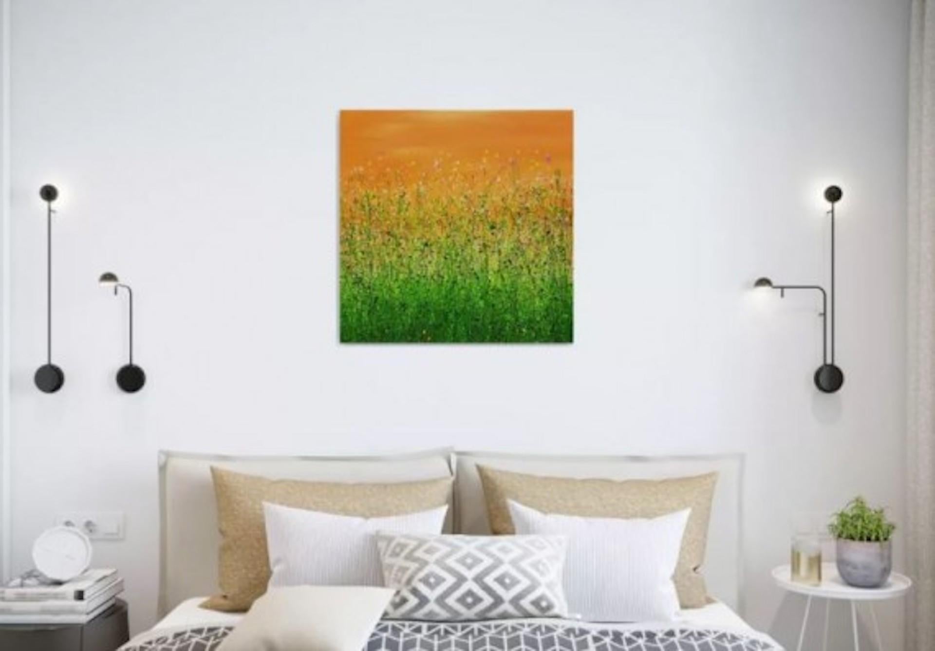 Tangerine Dream 3, Lucy Moore, Original Floral Landscape Painting, Affordable For Sale 5