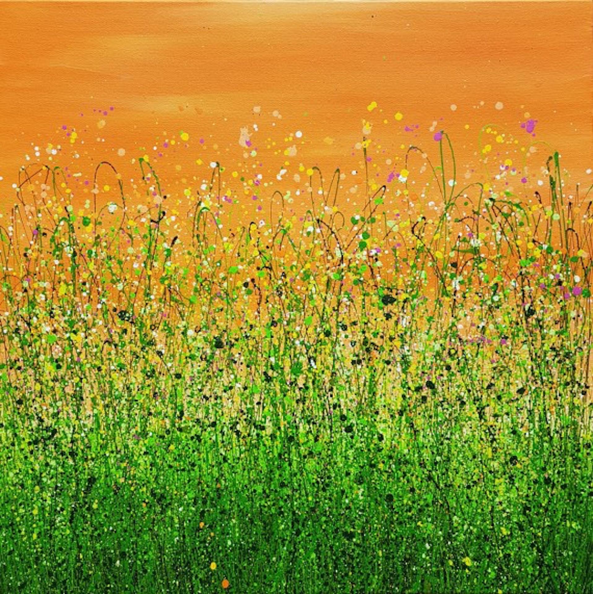 Tangerine Dream 5, Lucy Moore, Original Floral Landscape Painting, Affordable