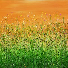 Tangerine Dream 5, Lucy Moore, peinture originale de paysage floral, abordable