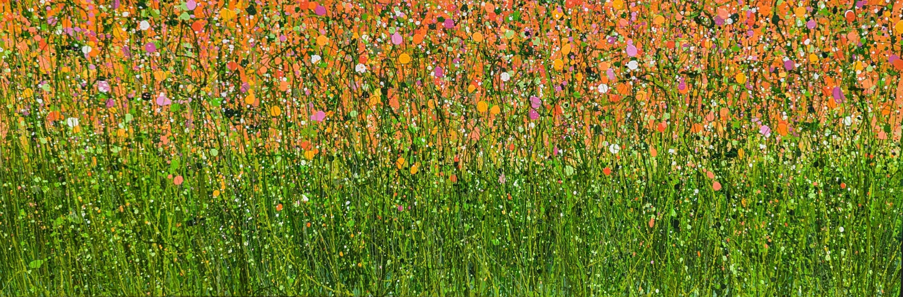 Tangerine Summer Dreaming, original painting, landscape, contemporary - Painting by Lucy Moore