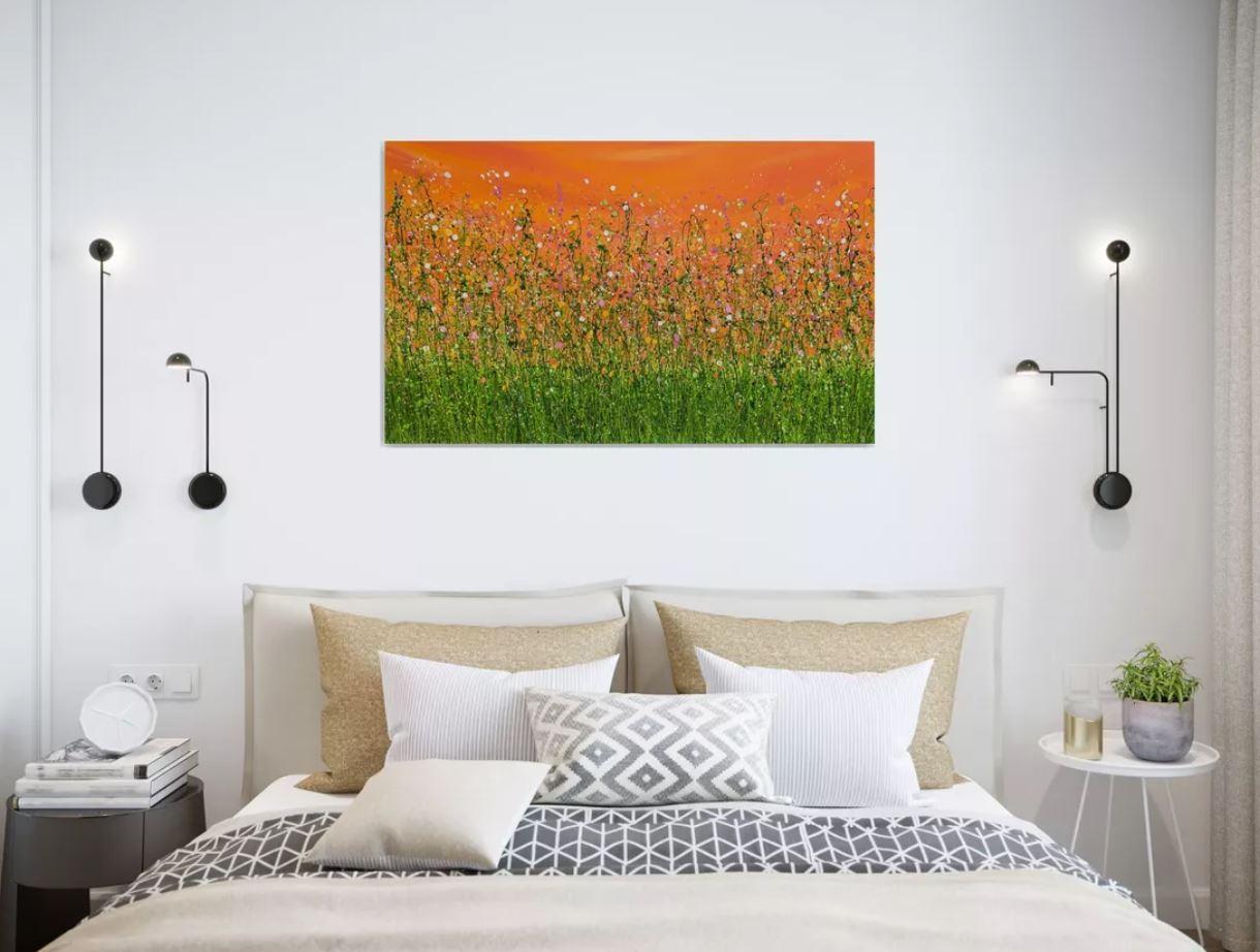 Tangerine Summer Dreaming, original painting, landscape, contemporary For Sale 1