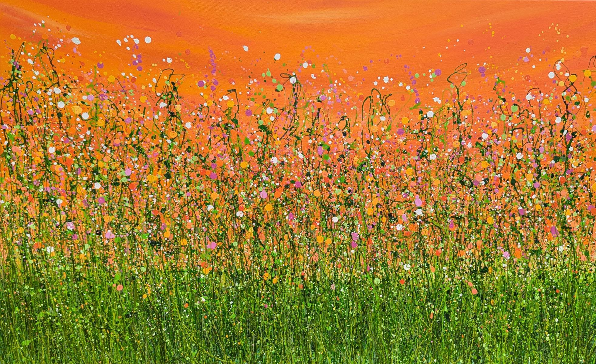 Lucy Moore Landscape Painting - Tangerine Summer Dreaming, original painting, landscape, contemporary