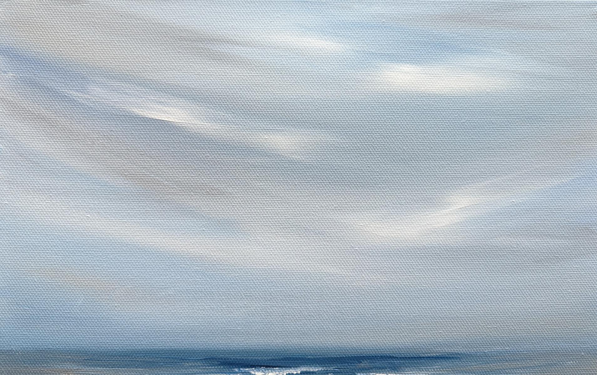 The Calm Before The Storm #3, Original painting, Seascape, landscape, Beach - Painting by Lucy Moore