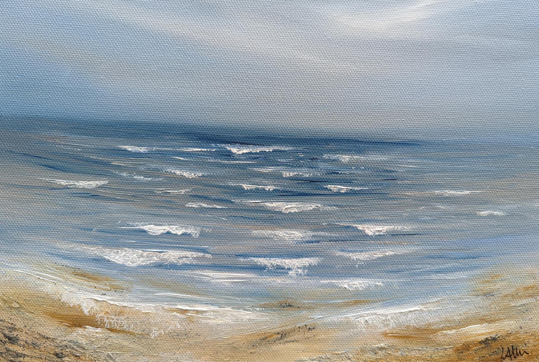 The Calm Before The Storm #3, Original painting, Seascape, landscape, Beach - Contemporary Painting by Lucy Moore