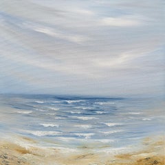 Le calme avant la tempête #3, peinture originale, paysage marin, paysage, plage
