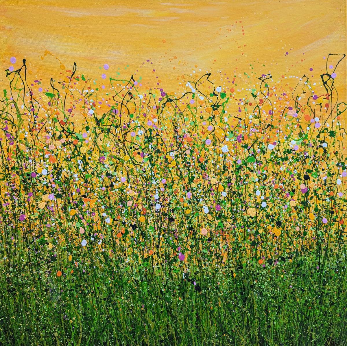 Tropical Crush Meadow #9, original painting, landscape, contemporary - Painting by Lucy Moore