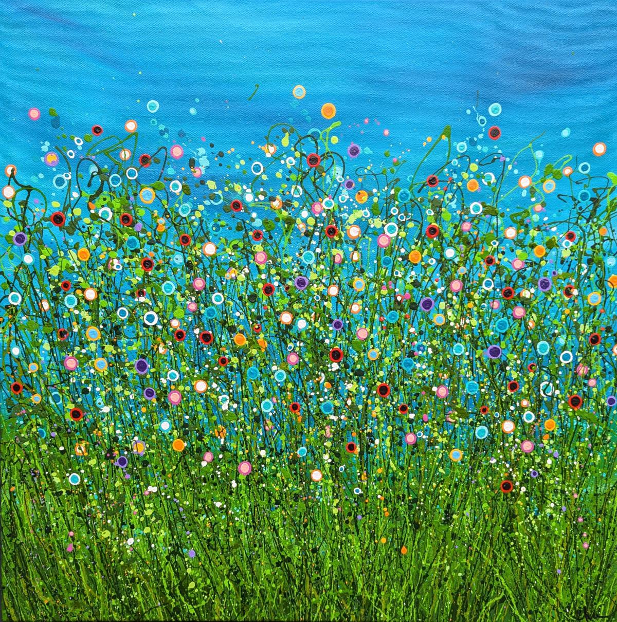 Caos turchese #3, quadro originale, paesaggio, contemporaneo - Painting Contemporaneo di Lucy Moore