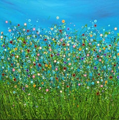 Caos turchese #3, quadro originale, paesaggio, contemporaneo
