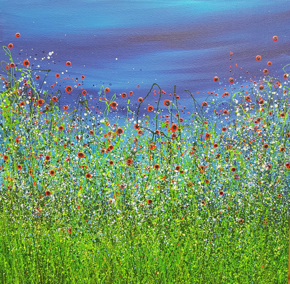 Lucy Moore Landscape Painting - Twilight Poppies #2