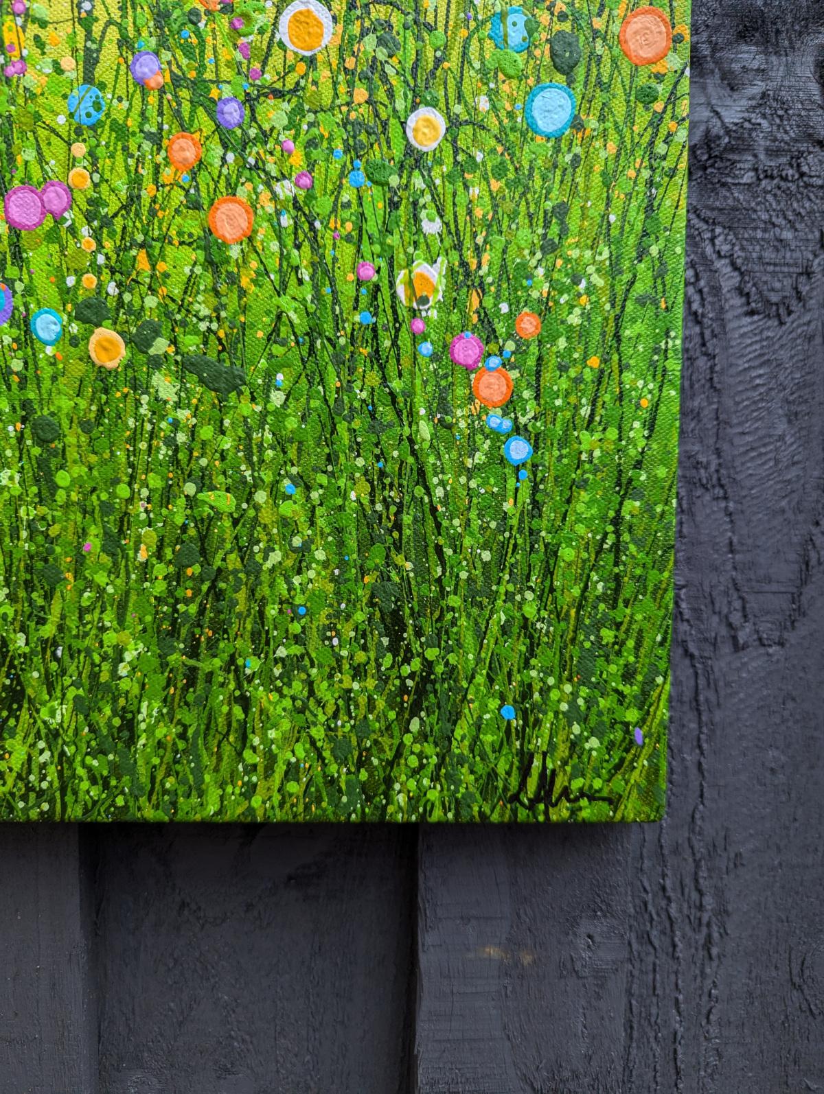 What Dreams May Come #3, Pintura original, Pradera floral, Naturaleza, Gris, Arte rojo 6