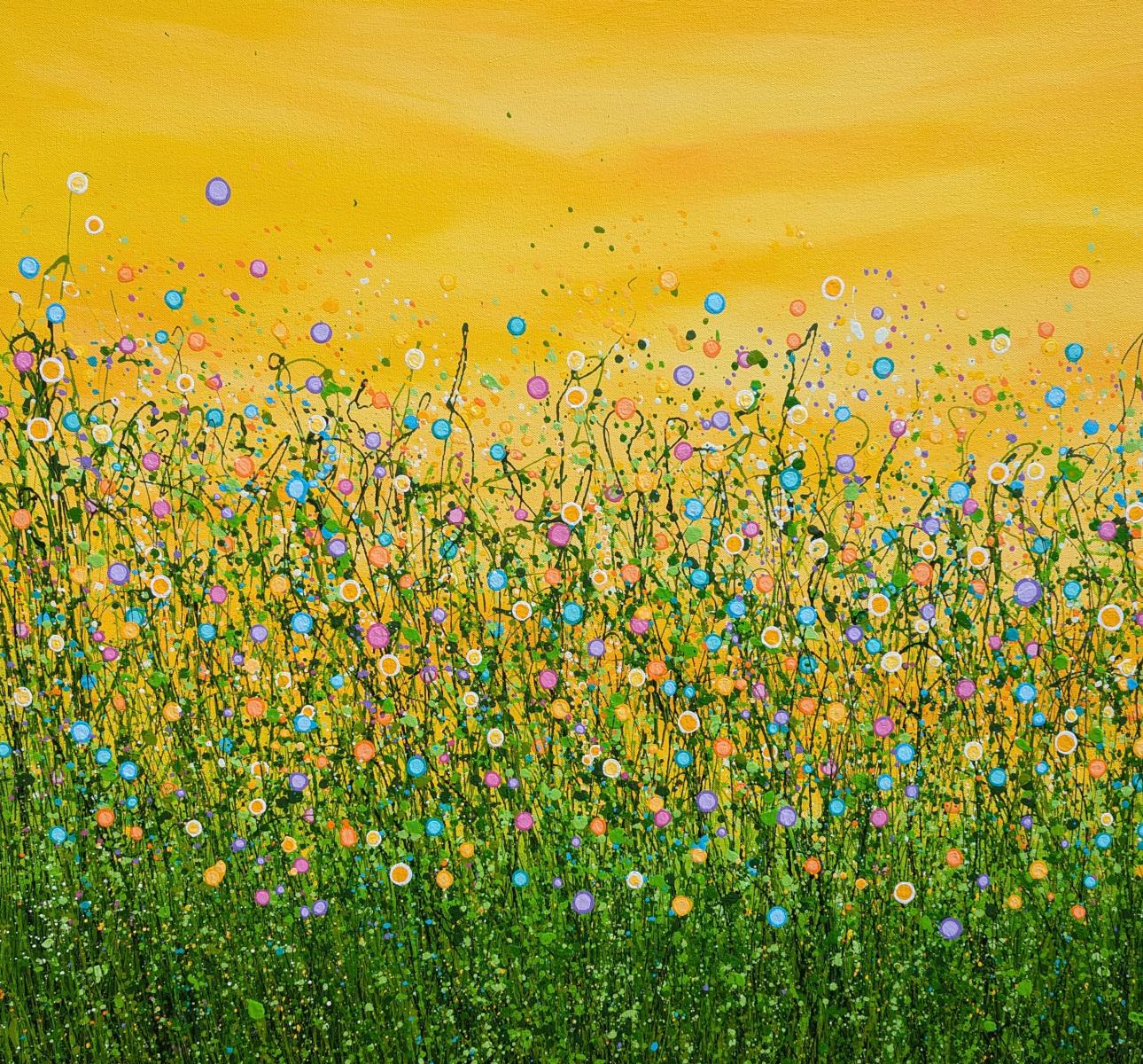 What Dreams May Come #3, Pintura original, Pradera floral, Naturaleza, Gris, Arte rojo 2