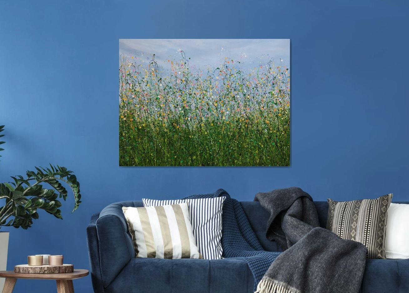 Where Time Stands Still, original painting, landscape, contemporary - Gray Landscape Painting by Lucy Moore
