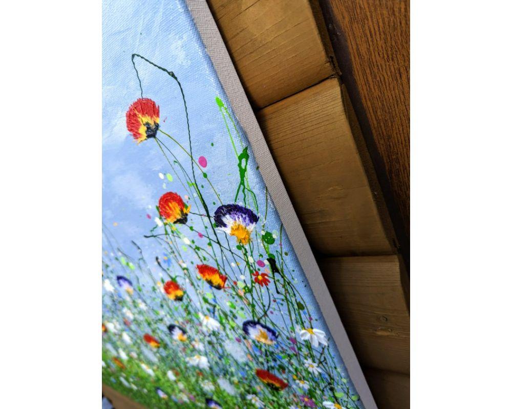 Where Wild Meadows Whisper #3 by Lucy Moore [2022]

Where Wild Meadows Whisper #3 60 x 97 cm Using a heavy texture I have created this happy floral meadow popping with daisies, tulips and pansies. I love painting abstract landscapes, using my