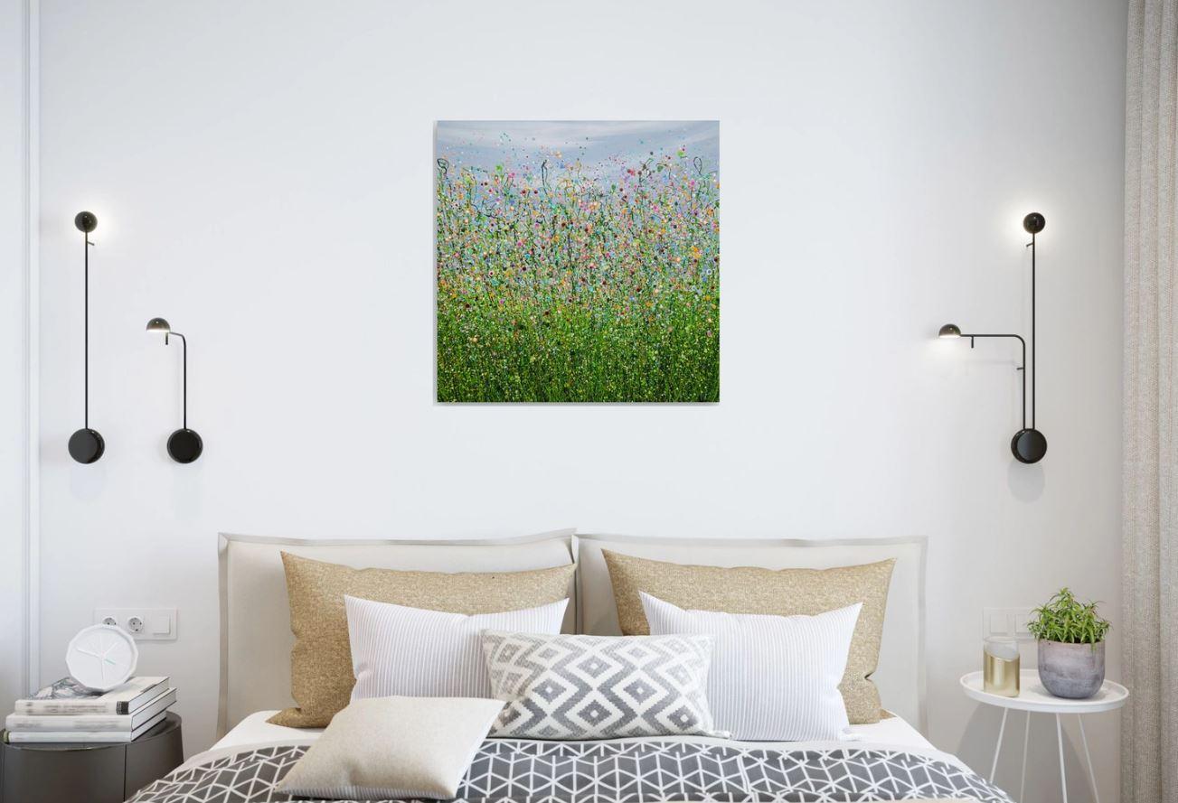 Symphonie Wild Meadow n° 3, peinture originale, fleurs, marécages, ciel - Contemporain Painting par Lucy Moore