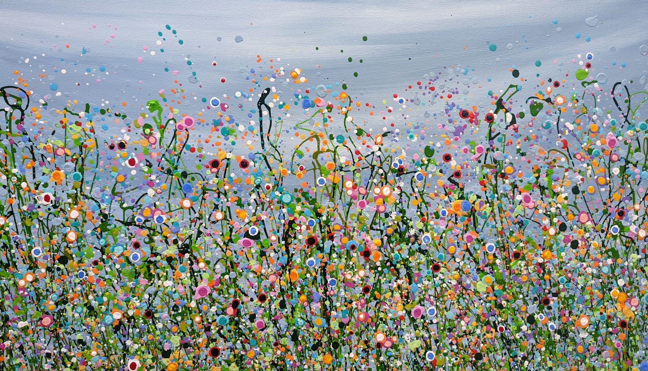 Symphonie Wild Meadow n° 3, peinture originale, fleurs, marécages, ciel en vente 1