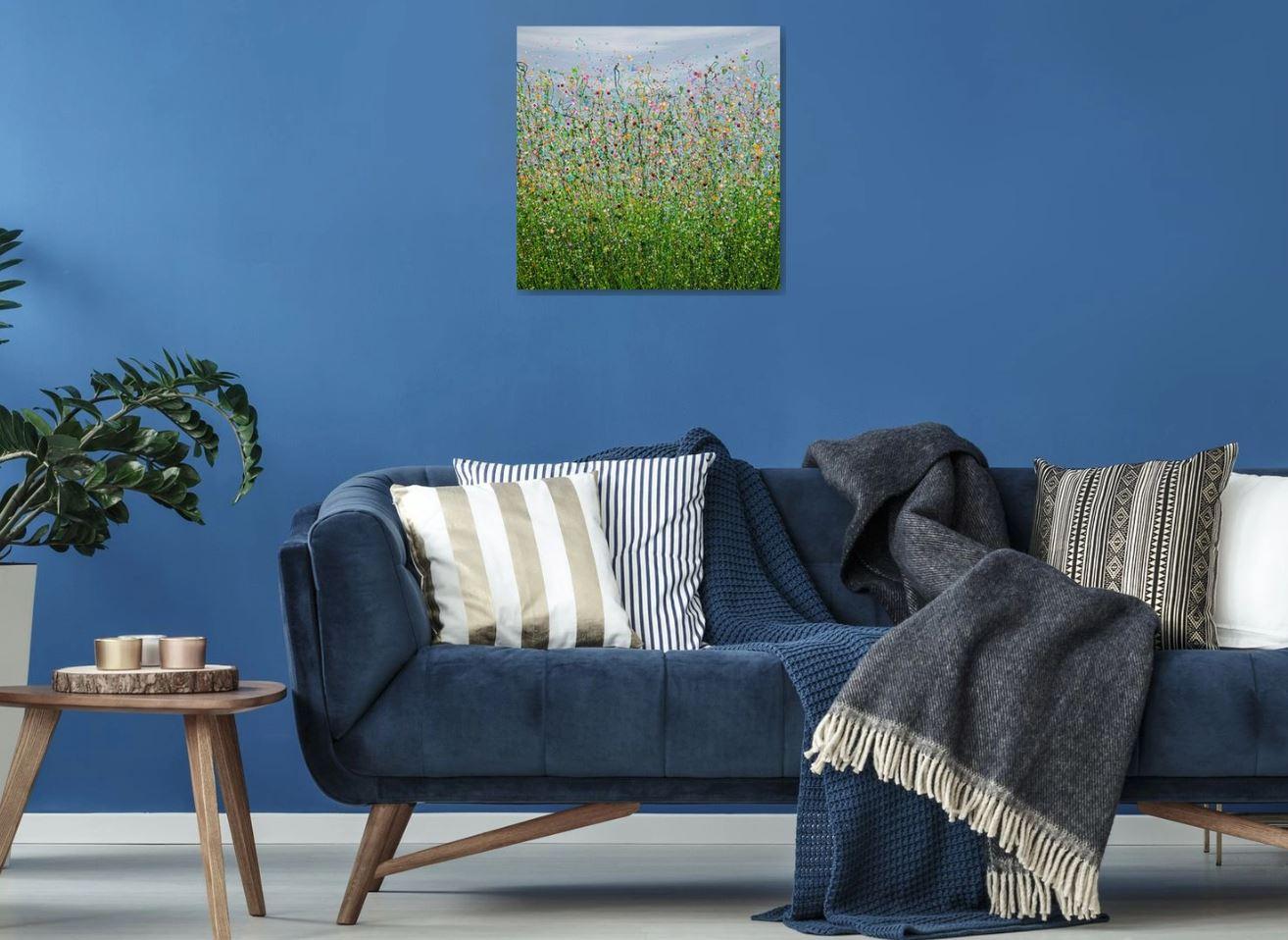 Symphonie Wild Meadow n° 3, peinture originale, fleurs, marécages, ciel en vente 2