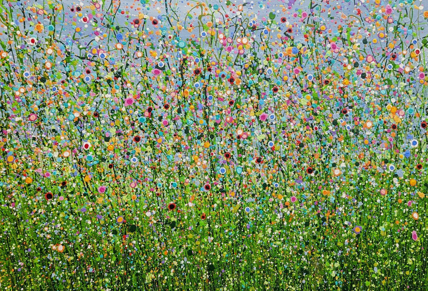 Symphonie Wild Meadow n° 3, peinture originale, fleurs, marécages, ciel en vente 5