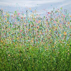 Symphonie Wild Meadow n° 3, peinture originale, fleurs, marécages, ciel