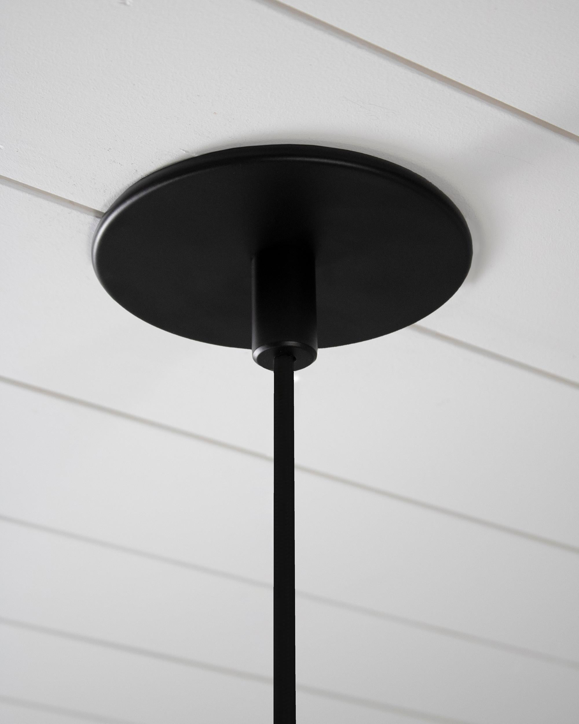Powder-Coated Lucy Pendant in Matte Black Powdercoat and Satin Brass For Sale