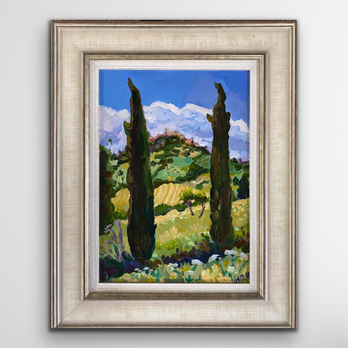 Casole D'elsa III, peinture de paysage toscan italien, art impressionniste - Contemporain Painting par Lucy Pratt