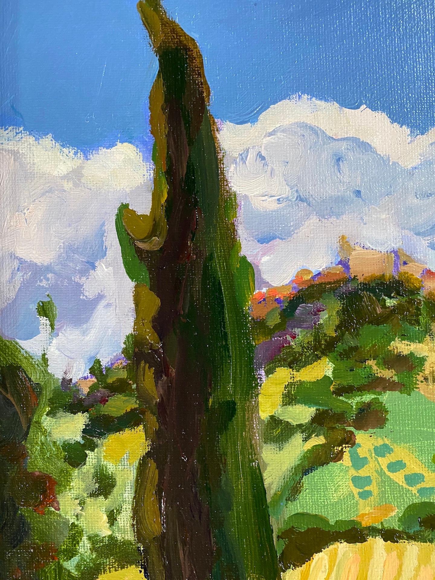 Casole D’elsa III, Italian Tuscan Landscape Painting, Impressionist Style Art For Sale 6