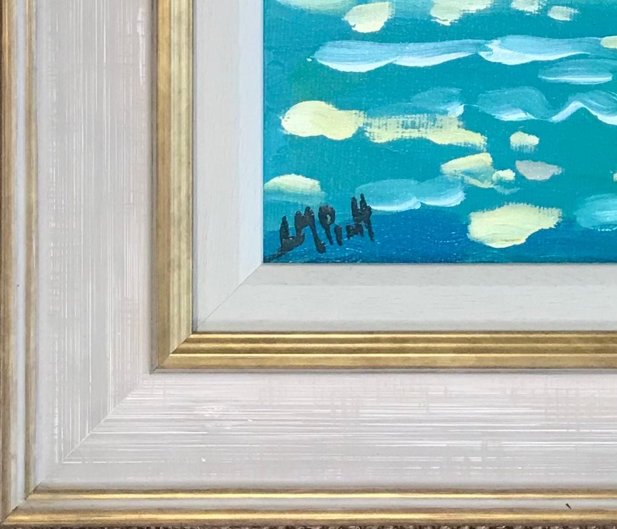 Góndolas en San Marcos, Venecia es un cuadro original al óleo sobre tabla de la artista Lucy Pratt. Este cuadro muestra su bello y meditado uso de las marcas de estilo impresionista junto con una vibrante paleta de colores. Se vende enmarcado en un