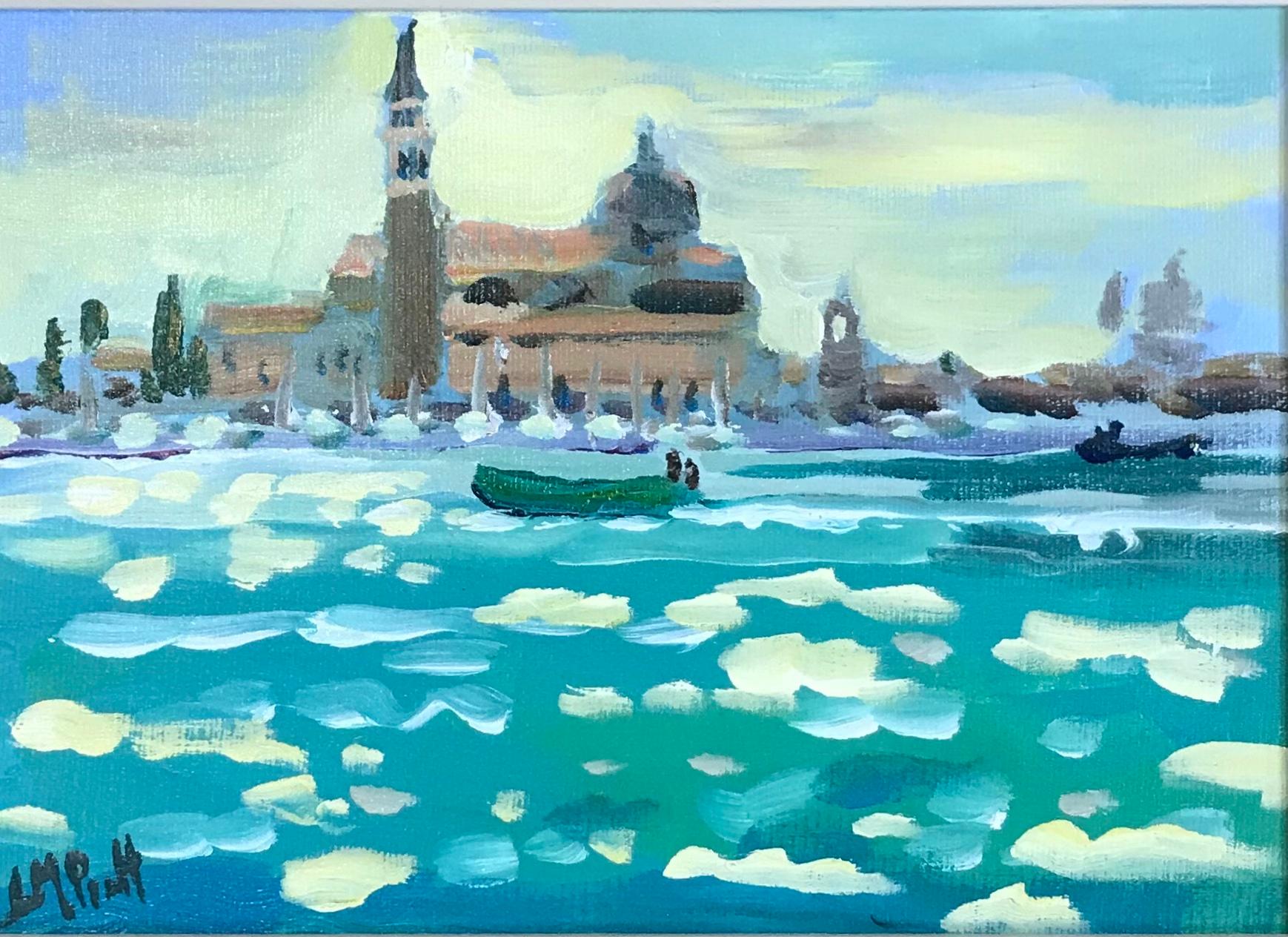 Gondolas At St Mark's, Venice, Vibrant Impressionist Style Cityscape Painting For Sale 3