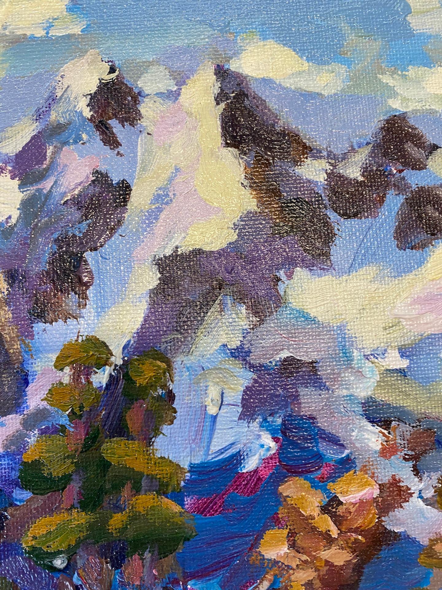 Lucy Pratt, Blue Lit Mountain Nendaz, Ski Mountain Art, Landscape Art For Sale 3