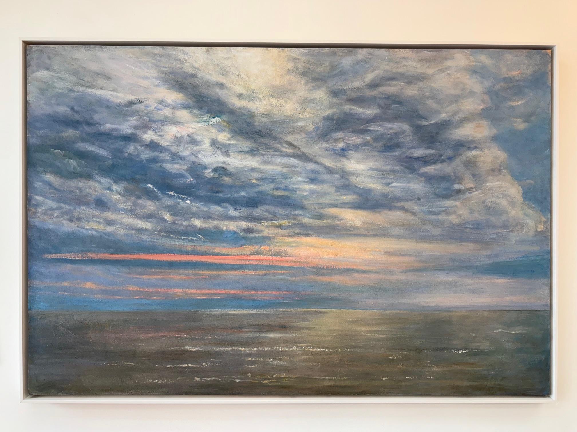 Clouds and the Sea - Gray Landscape Painting by Lucy Reitzfeld