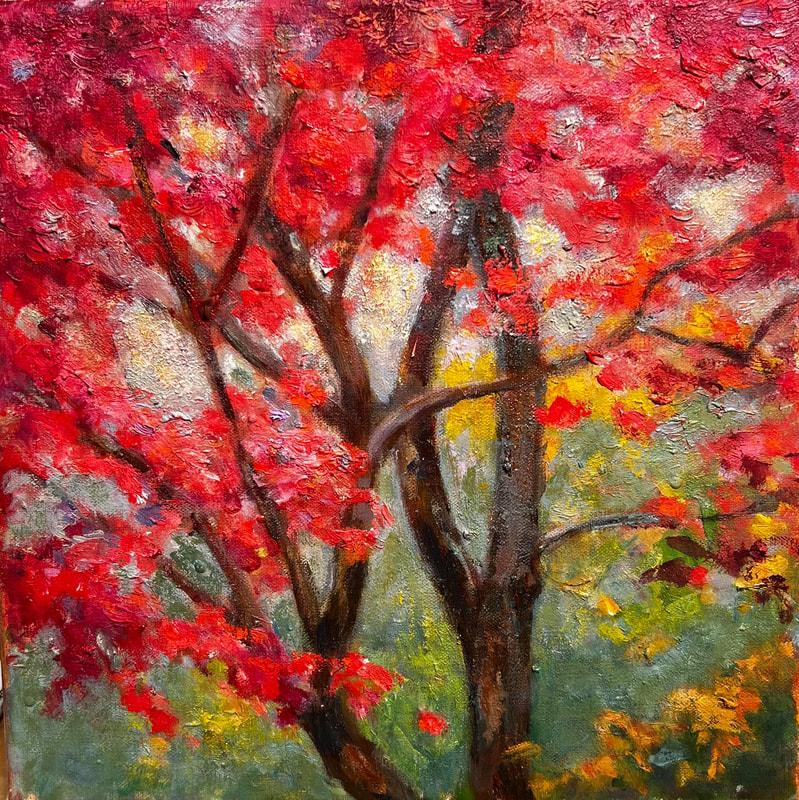 Lucy Reitzfeld Still-Life Painting – Madder Lake Maple