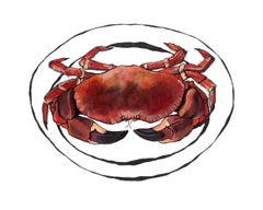 Crab, Lucy Routh, Original painting, Animal art for sale, illustrative art