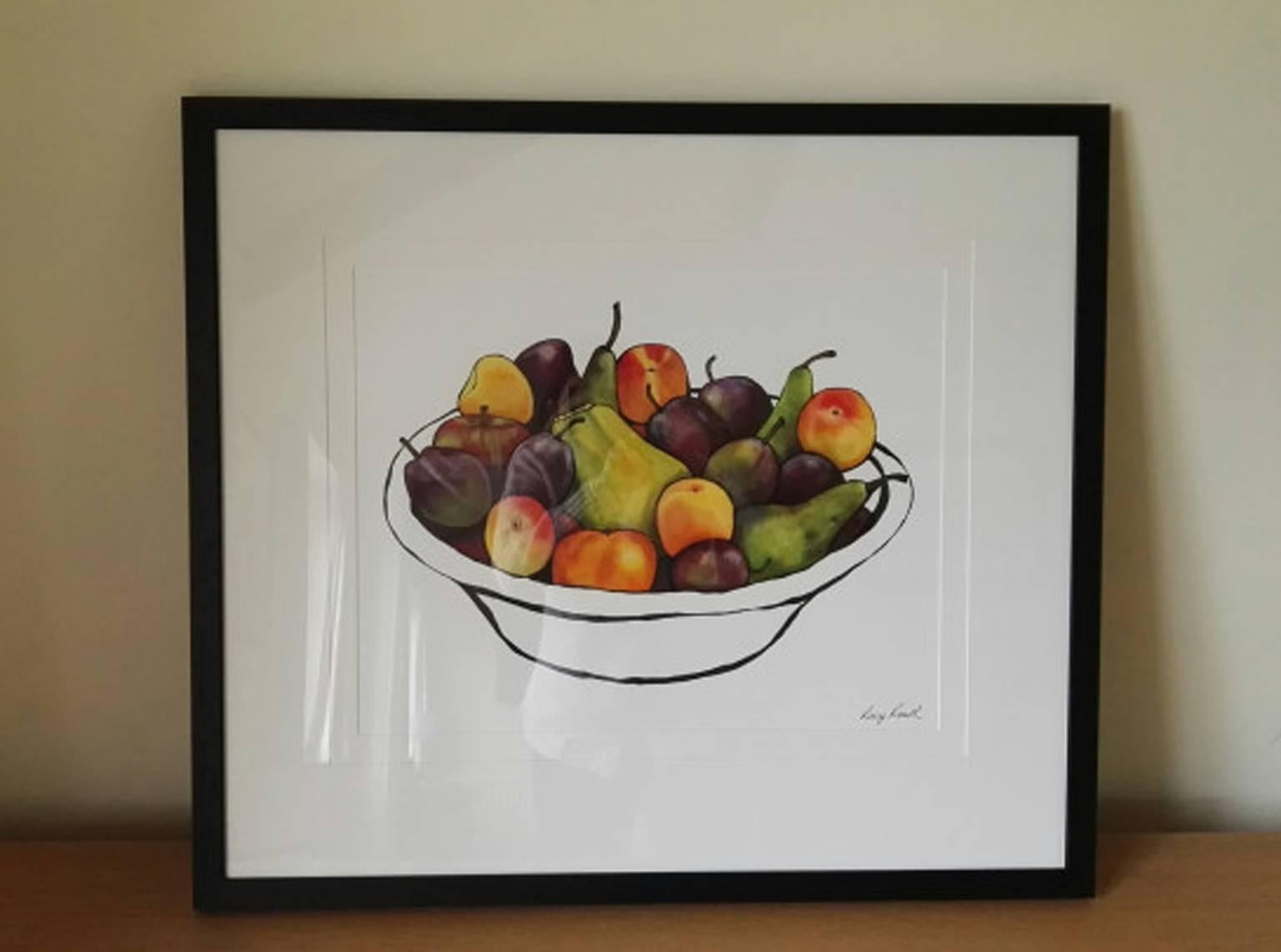 Lucy Routh Still-Life Painting - Fruit Bowl with Papaya